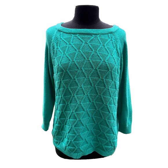 Croft & Barrow Women's Green Textured Knit Sweater Size XL Pullover Lightweight - Picture 1 of 11